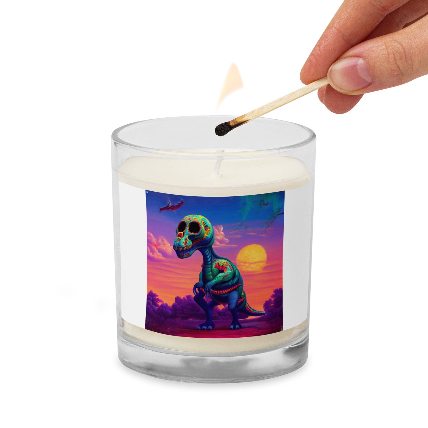 T-Rex Sugar Skull Soy Wax Candle