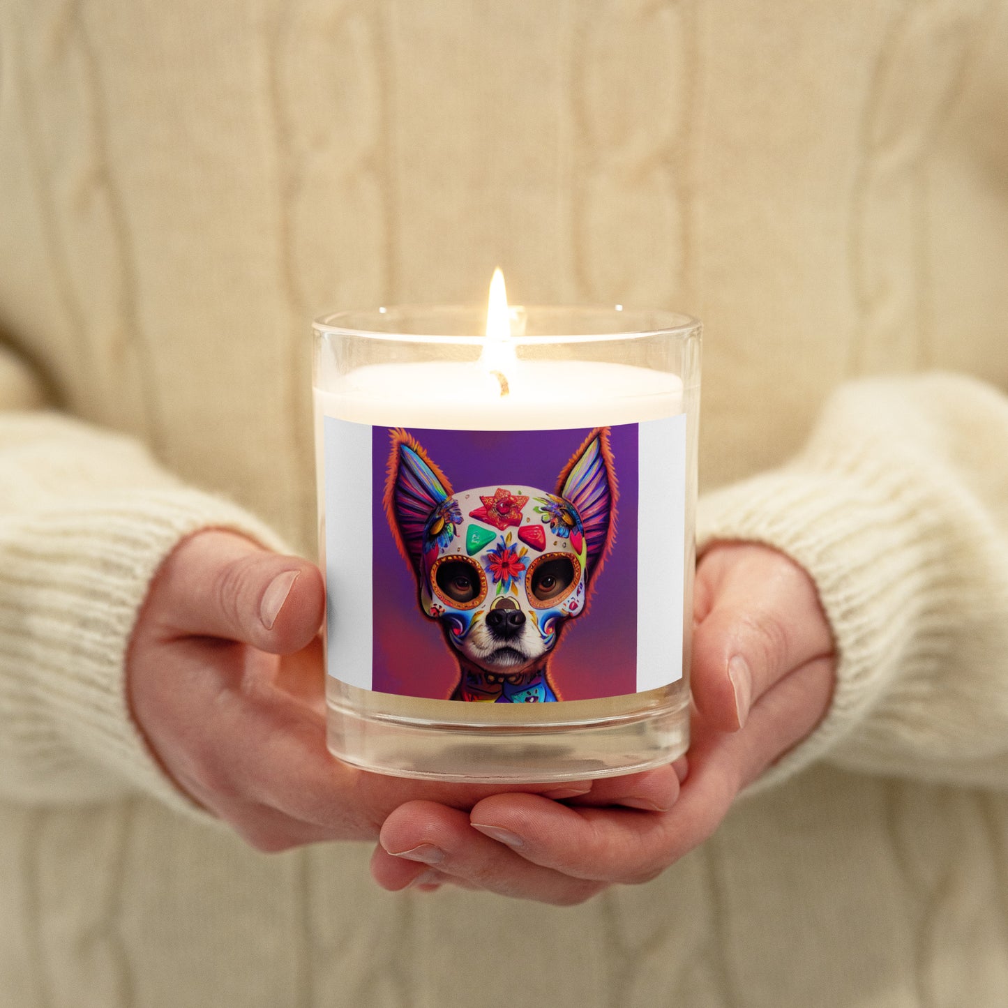 Dog Sugar Skull Soy Wax Candle